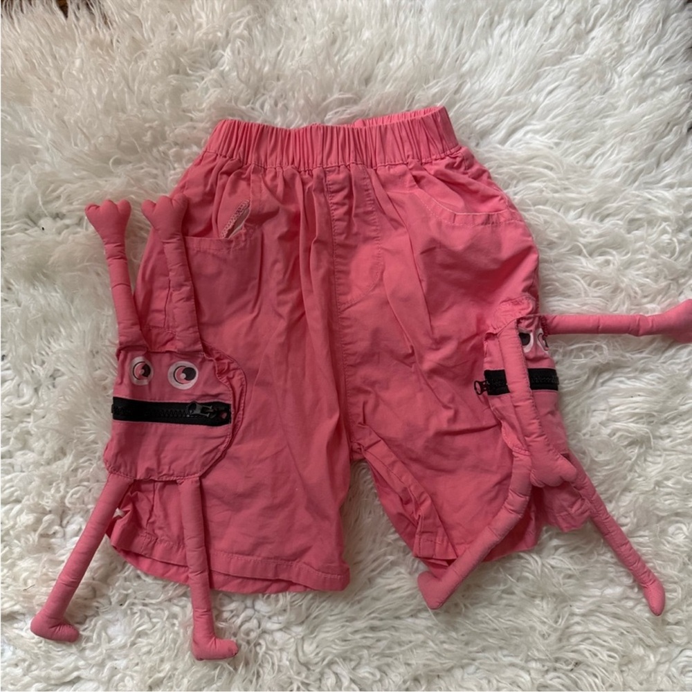 Kids Pink Monster Pocket Shorts